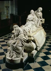 Grabdenkmal für Armand-Jean du Plessis, Kardinal Richelieu, das den Kardinal in den Armen der Frömmigkeit darstellt, eine weinende Statue der christlichen Lehre zu seinen Füßen, 1675-94